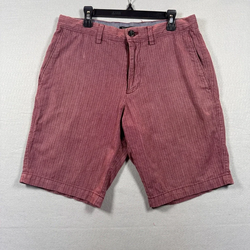 Banana Republic Mens 30 Burgundy Herringbone Shorts Red Casual Cotton